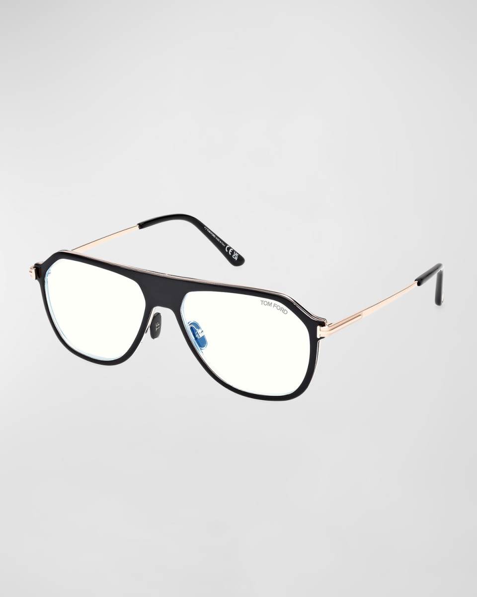 Blue Blocking Mixed-Media Aviator Sunglasses